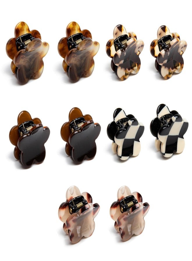 Agirlvct Small Hair Clips,Acetic Acid Flower Mini Claw Jaw Clips,No-Slip Cute Decoration Buns Clip,Pining Bangs,Strong Grip, Classic Clamp Clips Gift for Girl Women Thin Thick Hair Styling(10 PCS) - Image 1